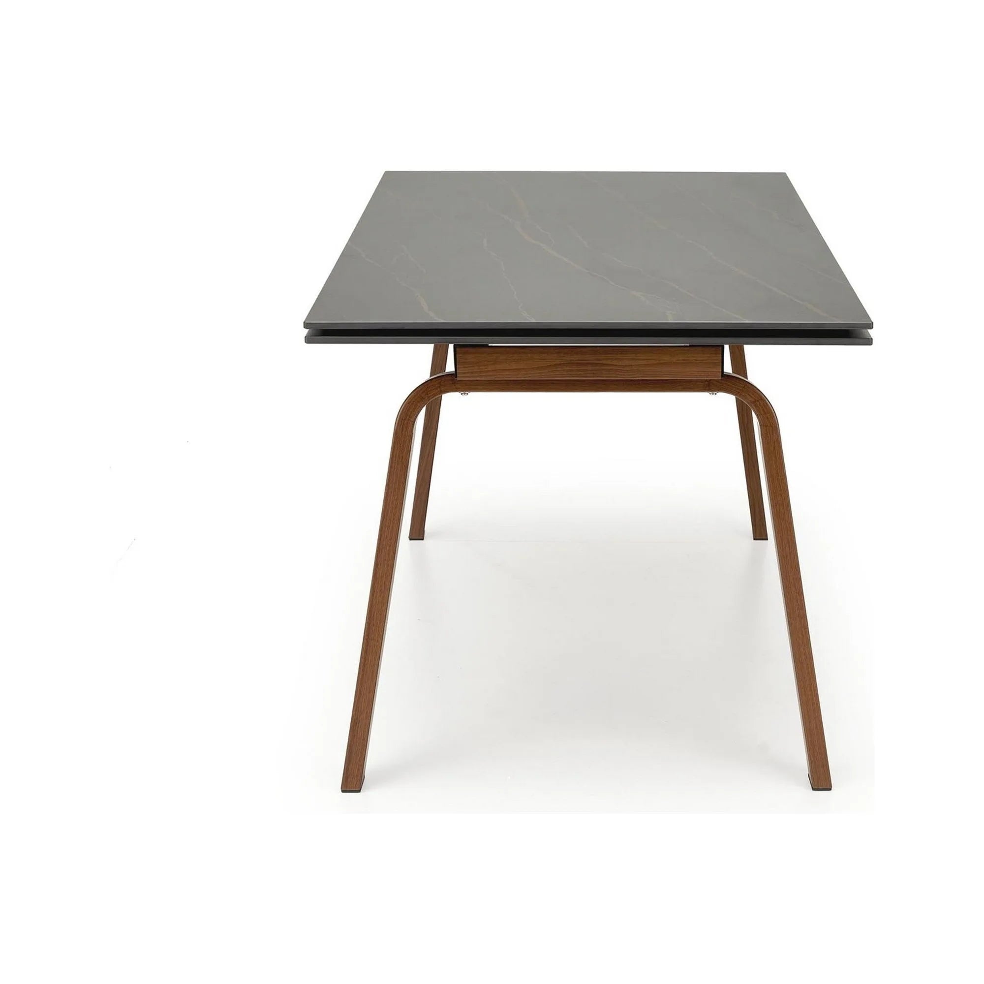 Masa extensibila LOZANO, maro/nuc, metal/piatra sinterizata, 140-200x82x76 cm