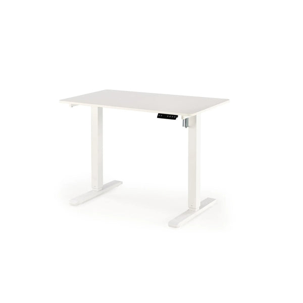 Masa birou B53, alb, PAL melaminat/metal, 105x56x73/118 cm