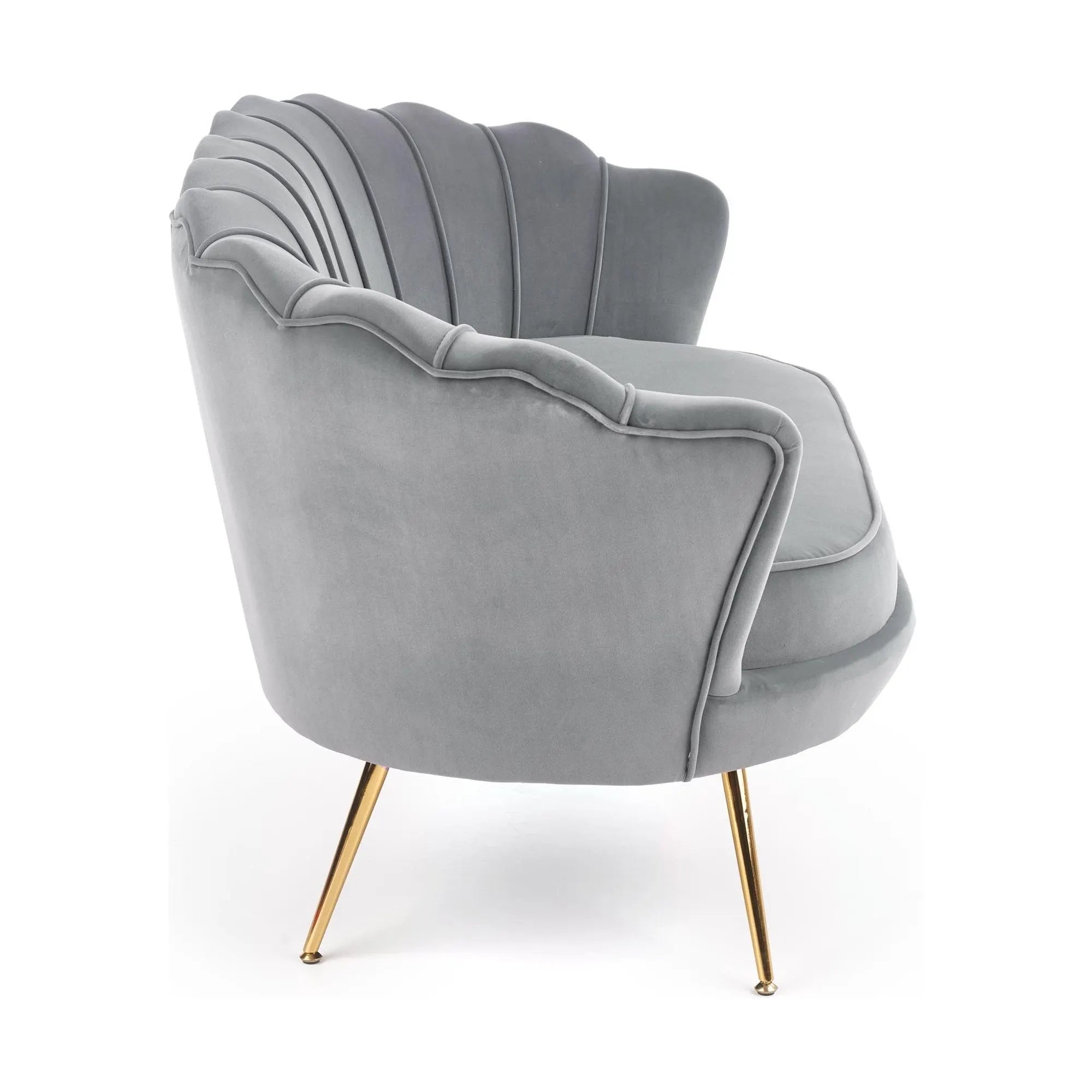 Canapea AMORINITO XL, gri/auriu, stofa catifelata/otel, 131x77x77 cm