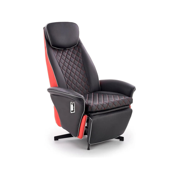 Fotoliu recliner CAMARO, negru/rosu, piele ecologica/otel, 77x72/146x86/112 cm
