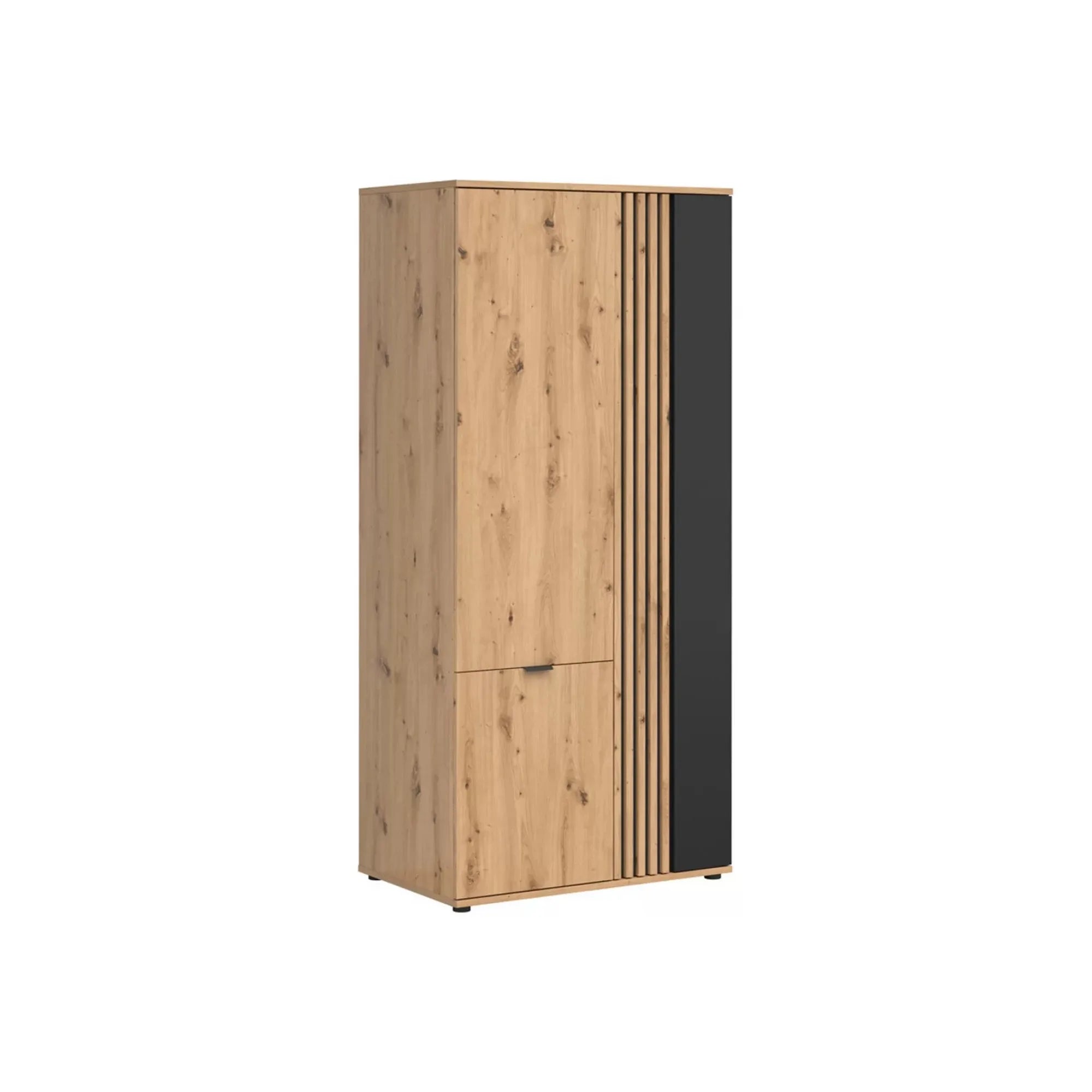 Dulap VABRES, stejar artisan/negru mat, PAL laminat, 91x56x196 cm