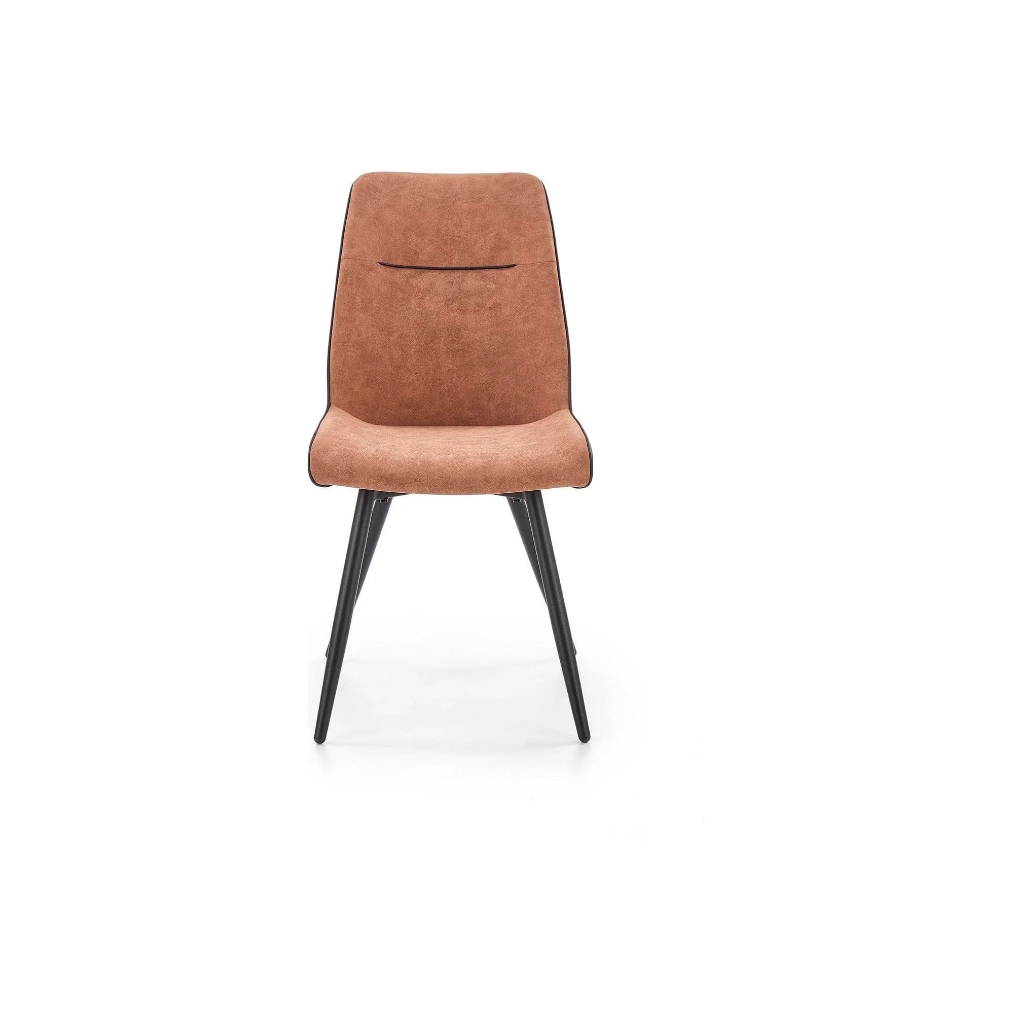 Scaun tapitat K323, maro/negru, piele ecologica/metal, 45x59x88 cm