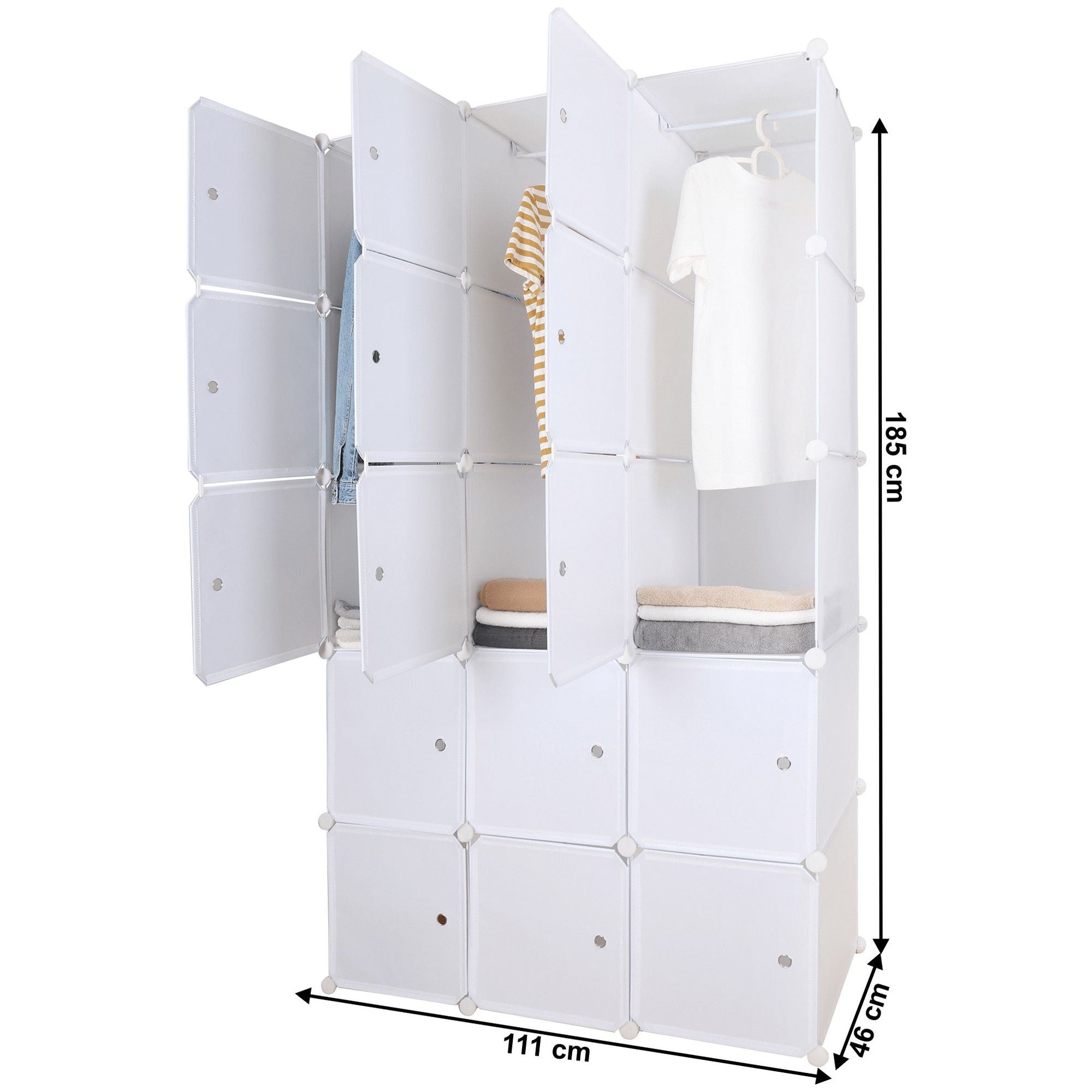 Dulap ZALVO, alb, metal/plastic, cu 6 usi, 111x46x185 cm