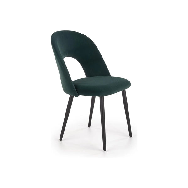 Scaun tapitat K384, verde/negru, stofa catifelata/metal, 54x57x84 cm