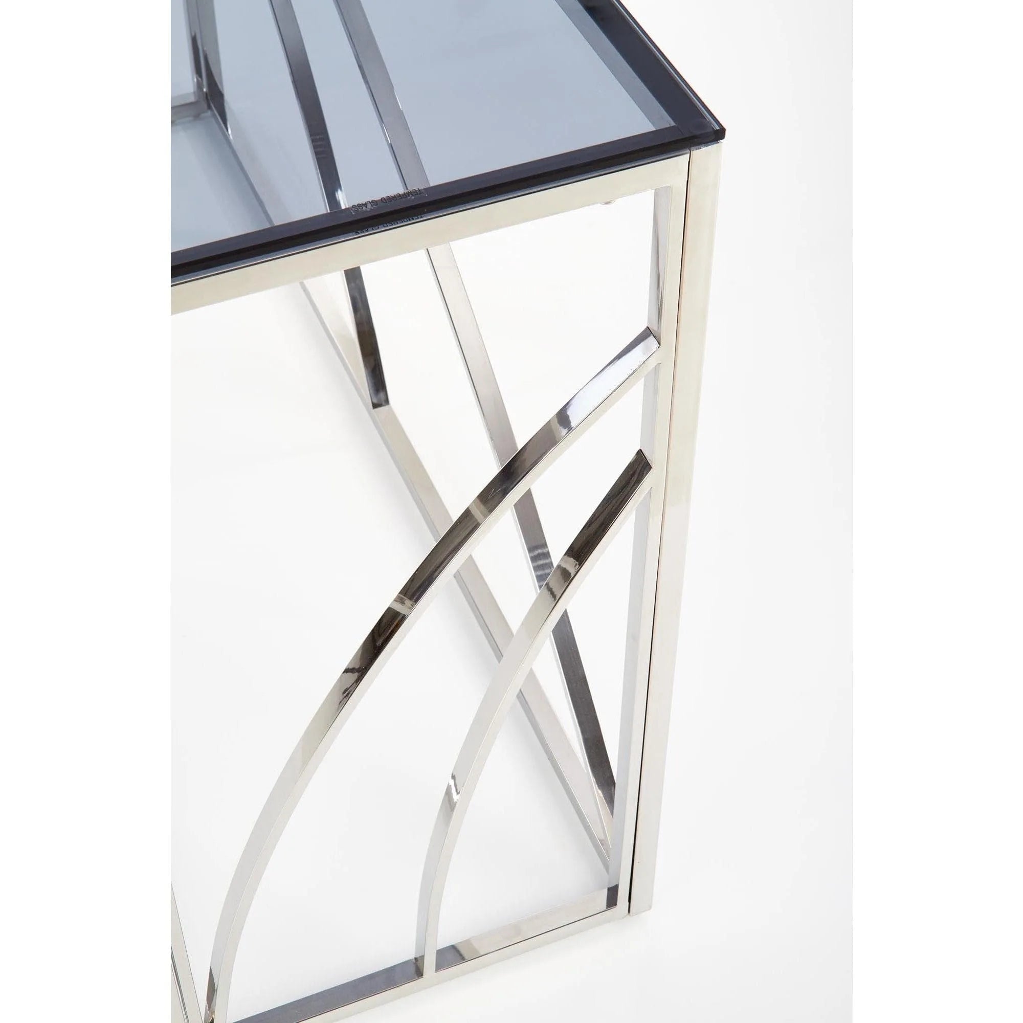 Consola KN5, negru fumuriu/crom, sticla securizata/otel, 120x40x78 cm