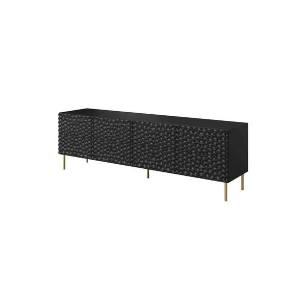 Comoda TV HOLE, negru/auriu, PAL laminat, 190x41x75 cm