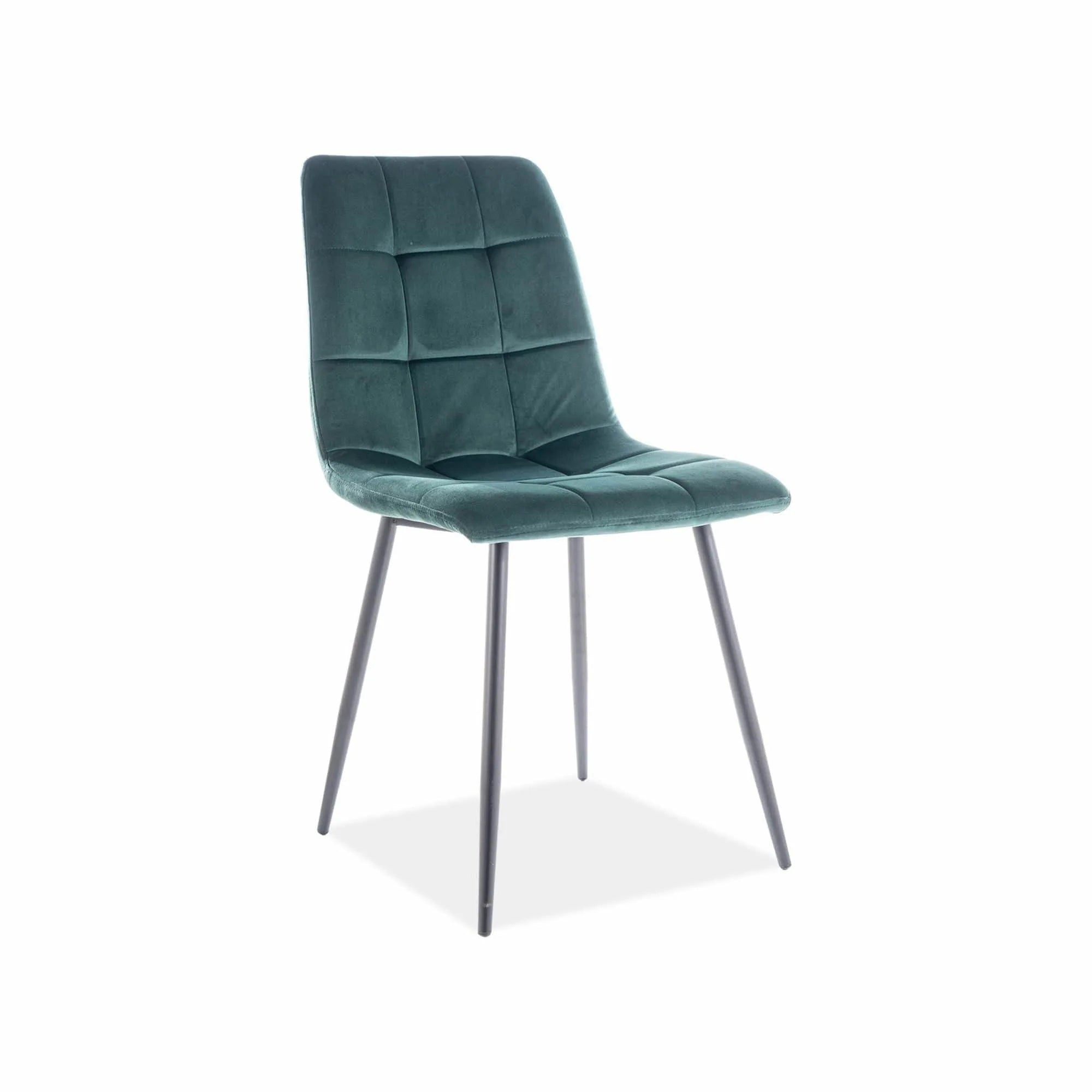 Scaun tapitat MILA, verde/negru, stofa catifelata/metal, 45x41x86 cm
