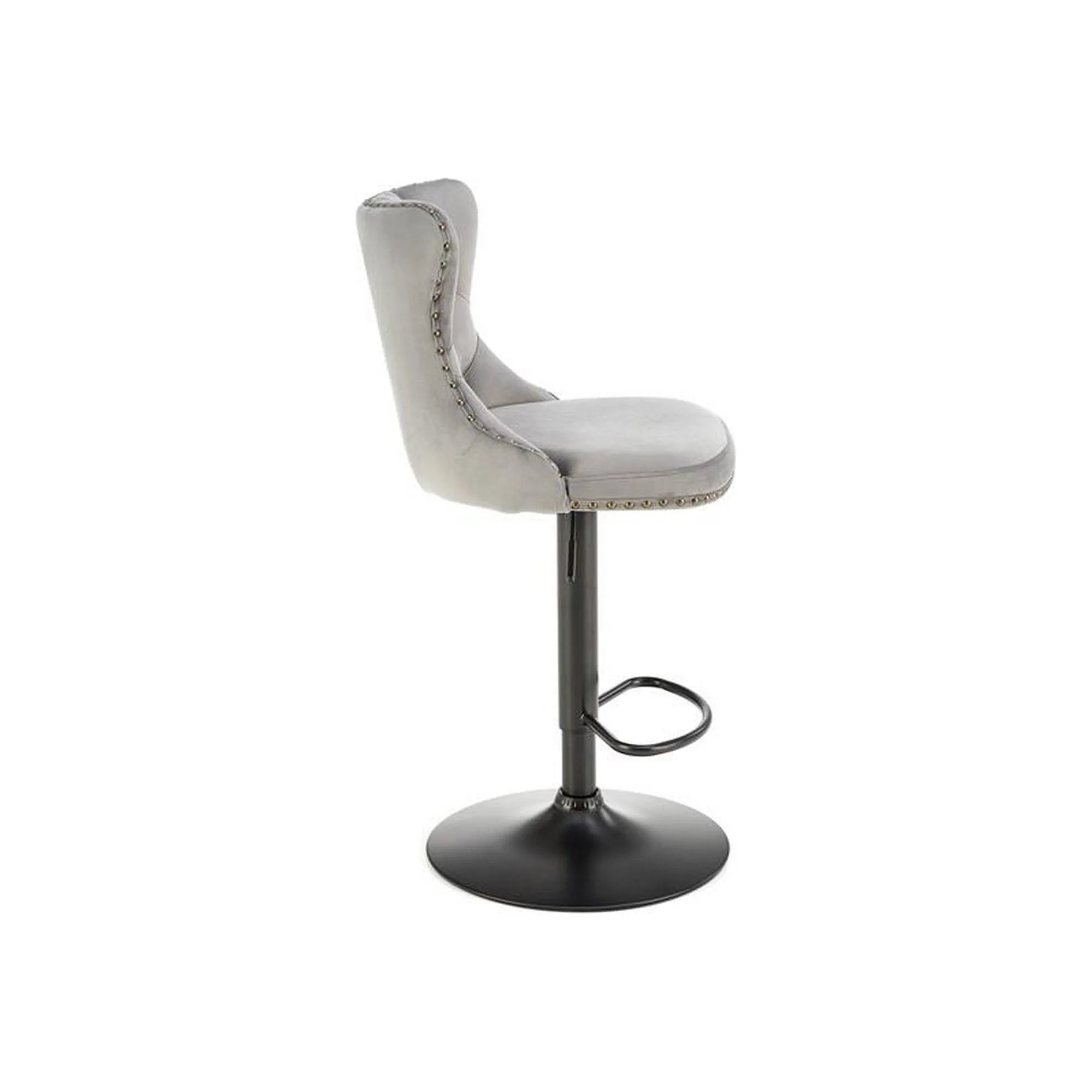 Scaun bar H117, gri/negru, stofa catifelata/otel, 47x52x96/118 cm