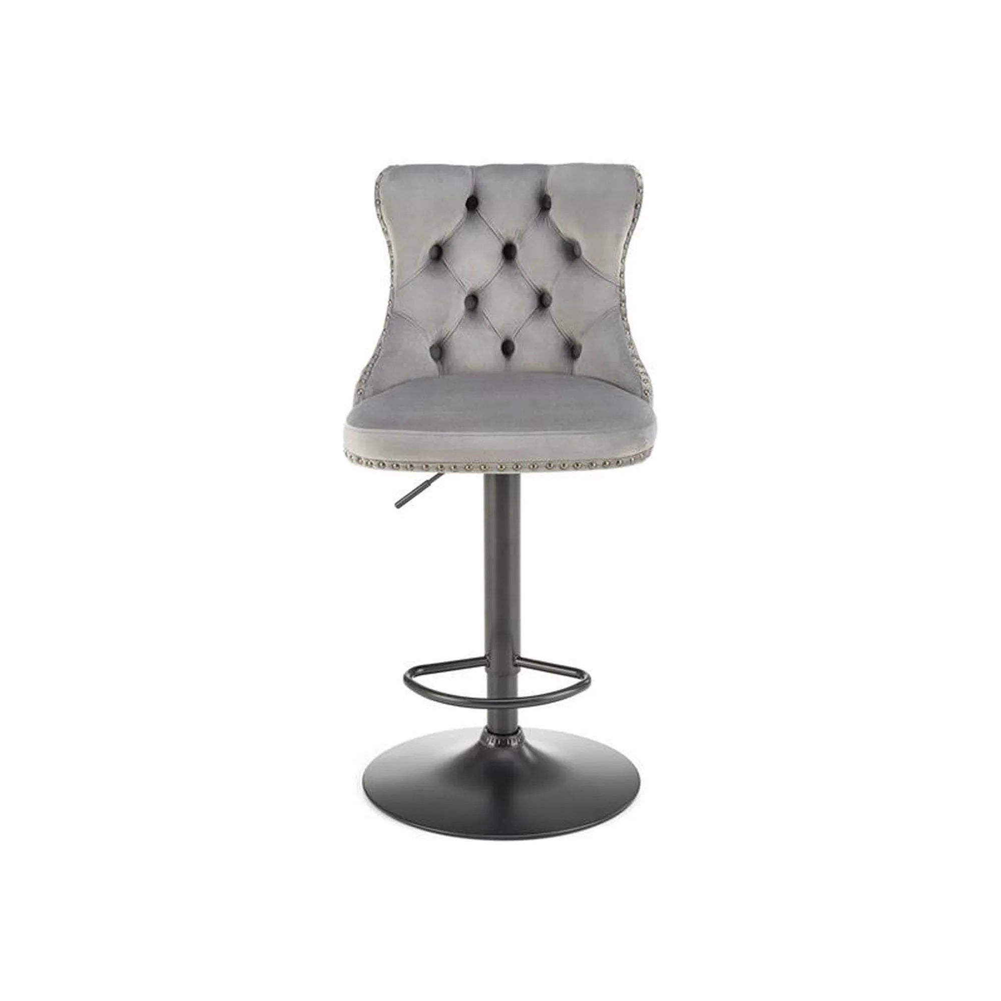 Scaun bar H117, gri/negru, stofa catifelata/otel, 47x52x96/118 cm