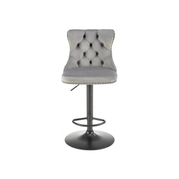 Scaun bar H117, gri/negru, stofa catifelata/otel, 47x52x96/118 cm