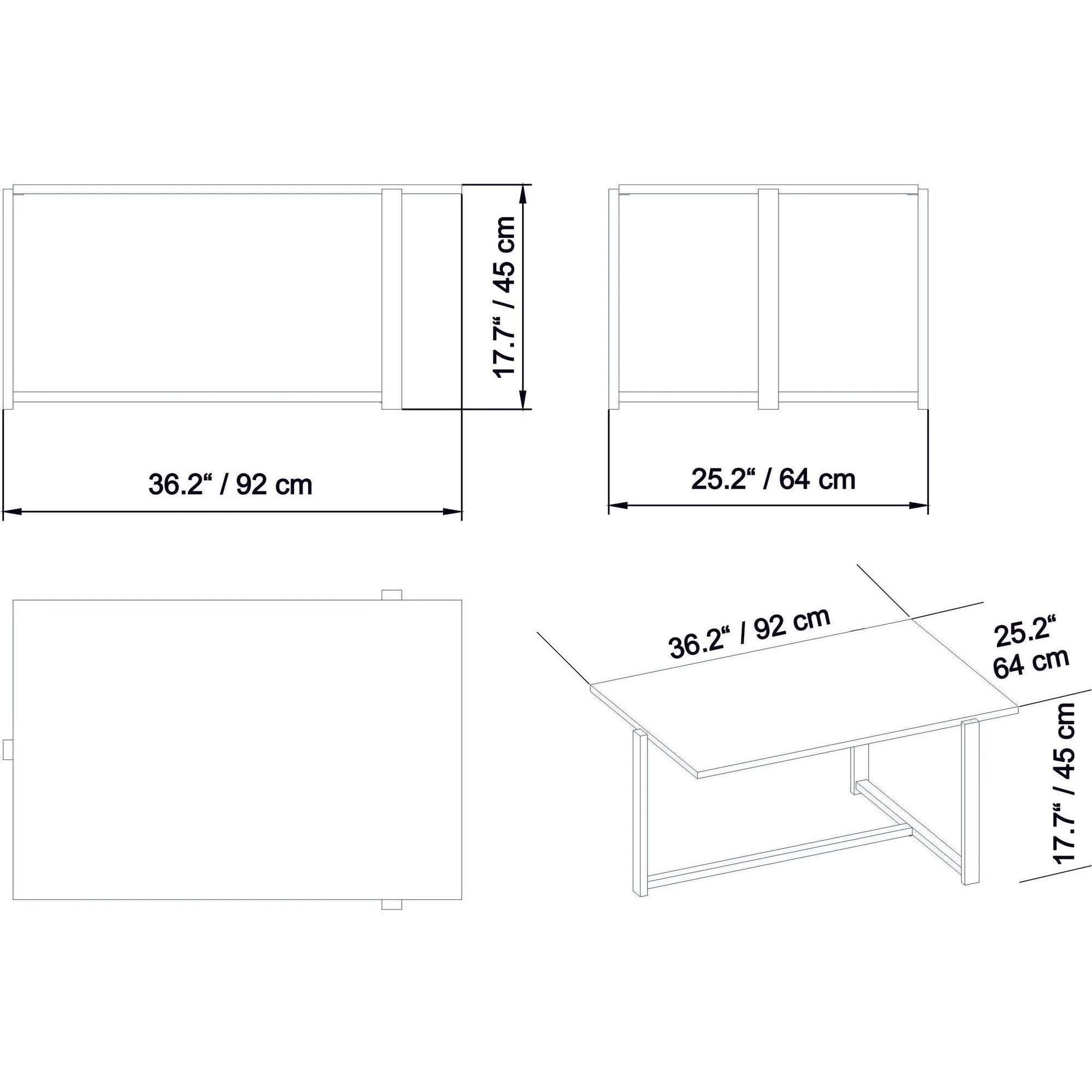 Masuta cafea Merideths, alb cu efect de marmura/auriu, PAL melaminat, 92x64x45 cm