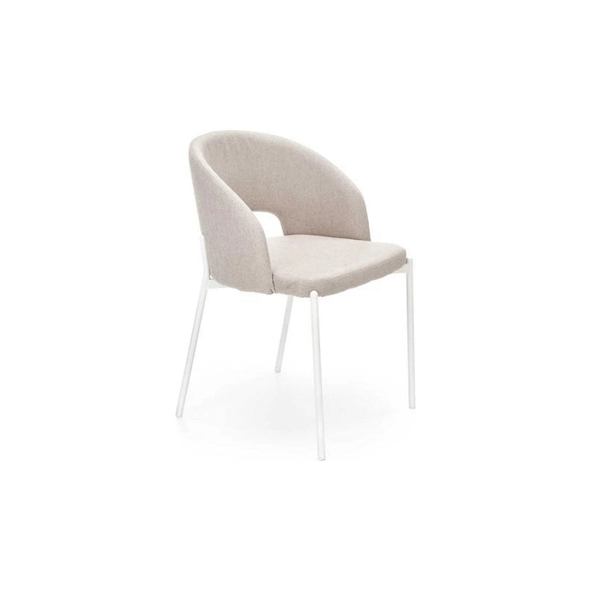 Scaun K486, bej/alb, stofa clasica/metal, 51x57x77 cm