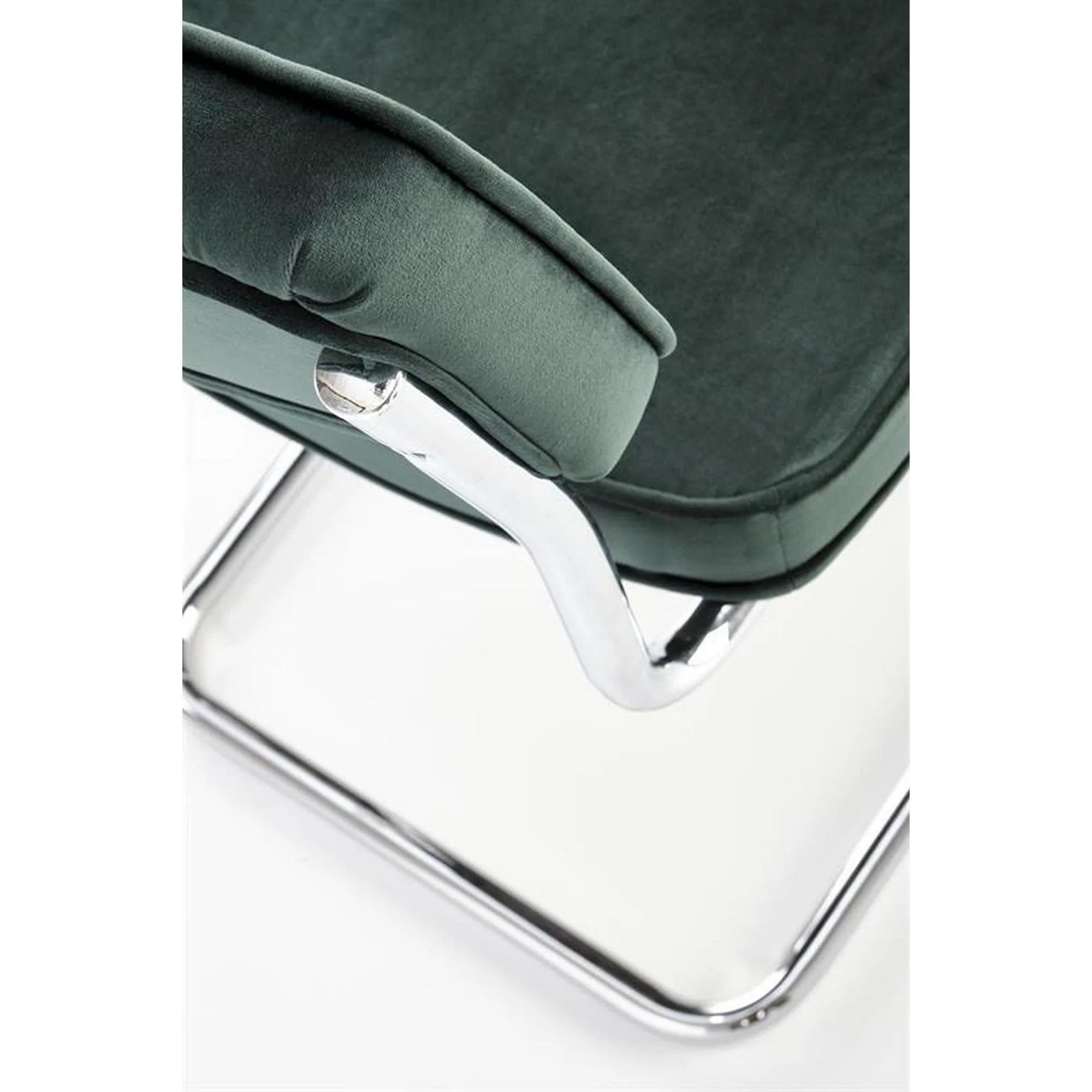 Scaun tapitat K510, verde inchis, stofa catifelata/otel cromat, 49x55x85 cm