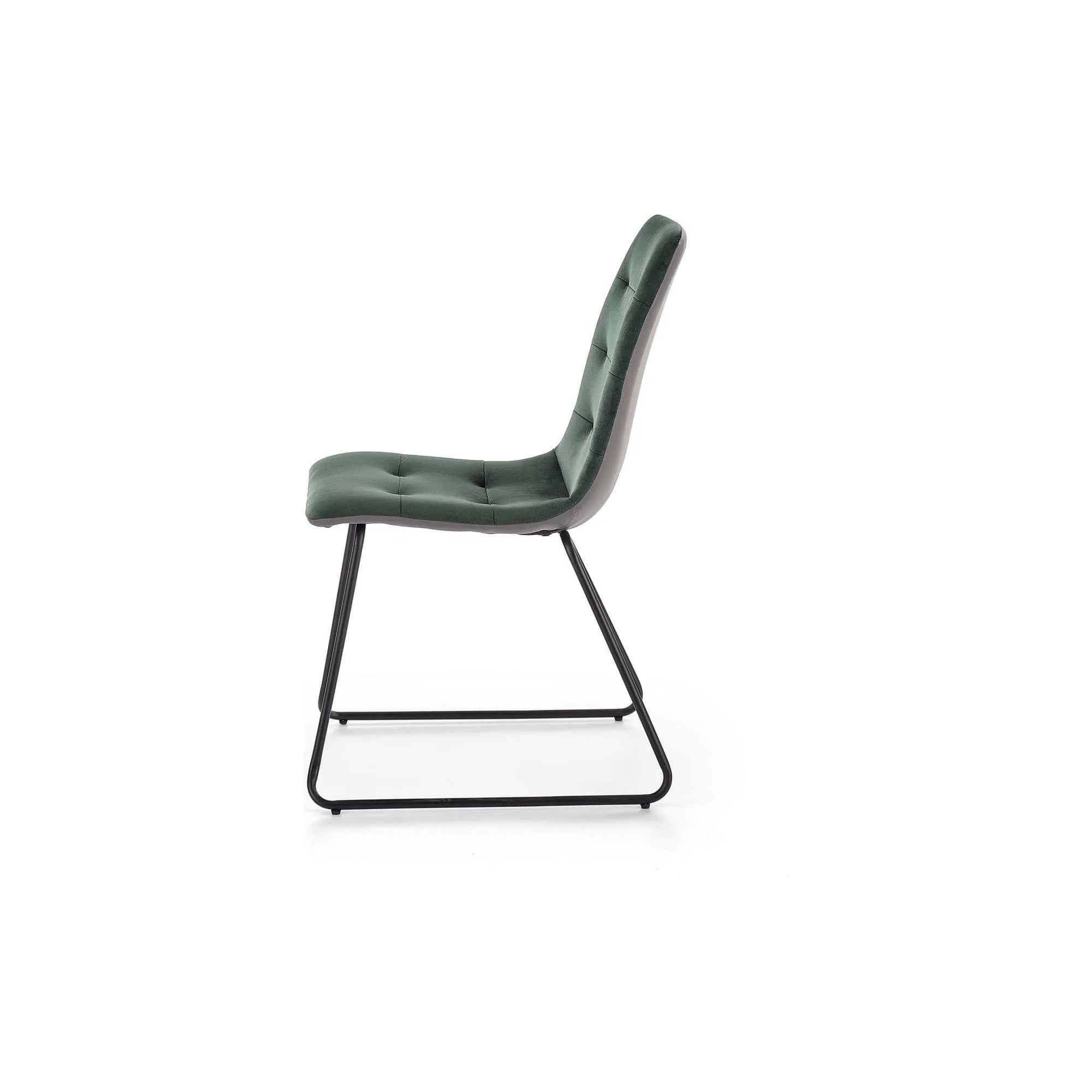 Scaun tapitat K321, verde/negru, stofa catifelata/metal, 45X55X84 cm