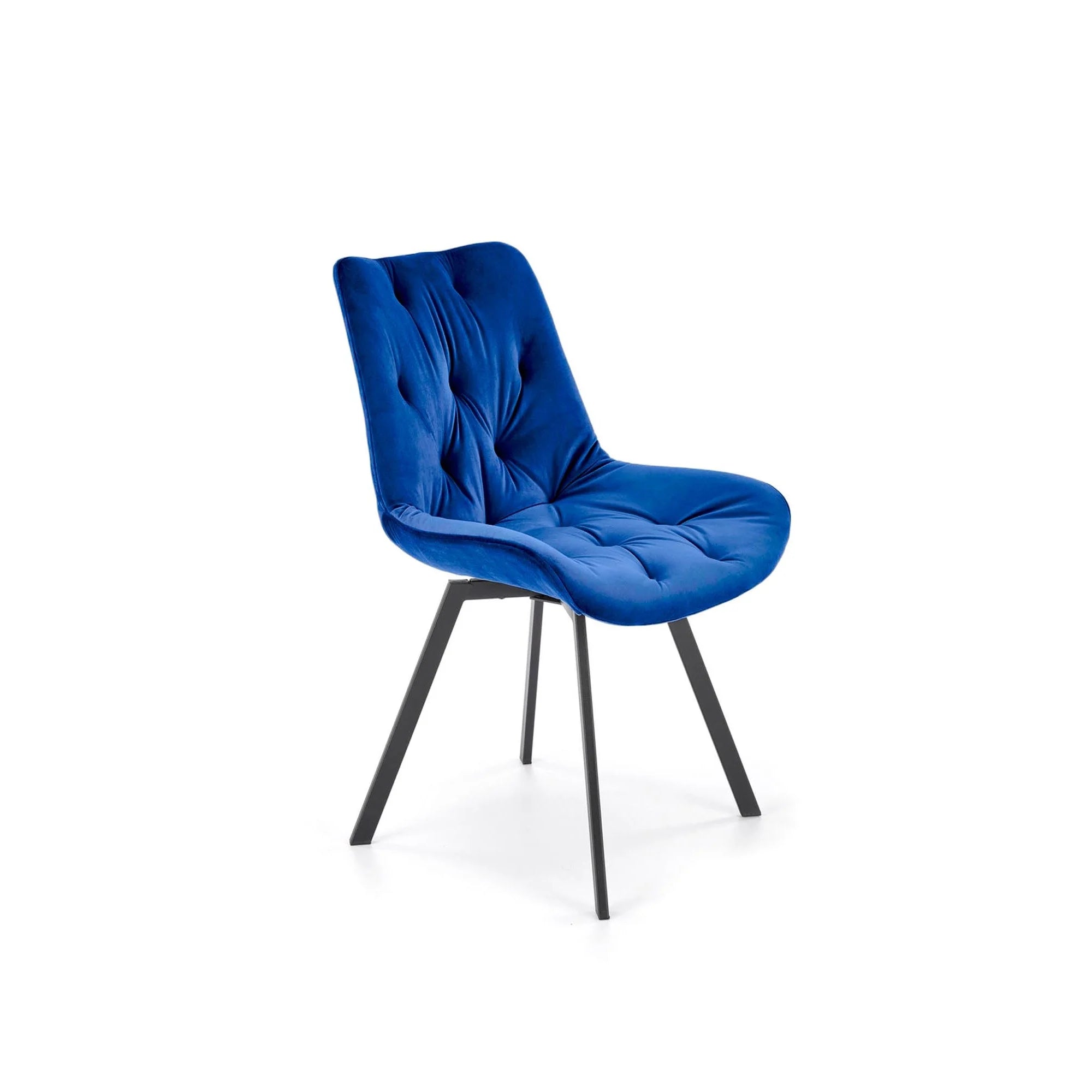 Scaun rotativ K519, albastru/negru, stofa catifelata/metal, 54x63x86 cm
