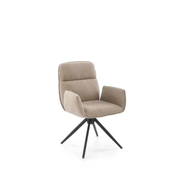 Scaun K574, bej inchis/negru, stofa catifelata/otel, 60x60x88 cm