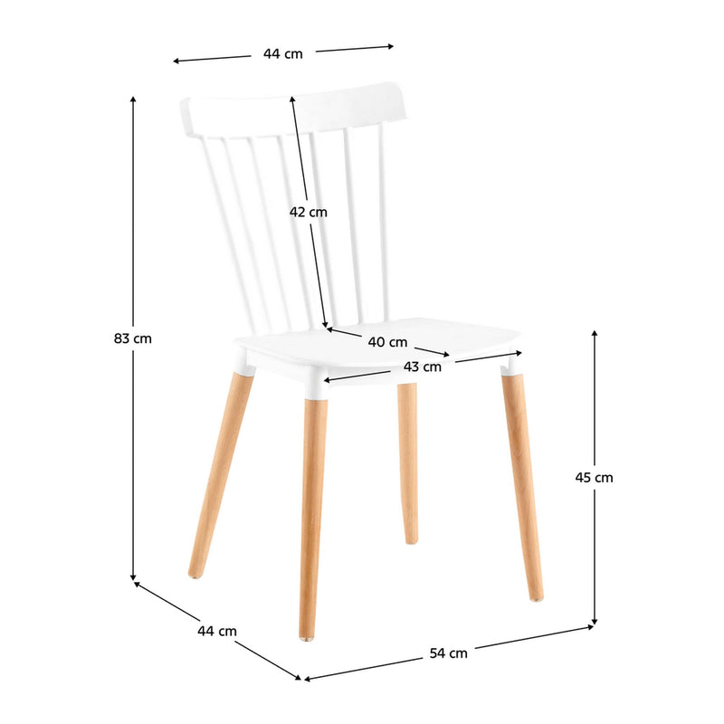 Scaun ZOSIMA, alb/fag, plastic/lemn de fag, 54x44x83 cm