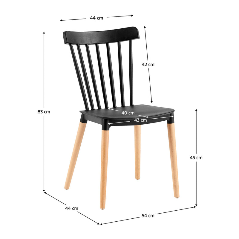 Scaun ZOSIMA, negru/fag, plastic/lemn, 54x44x83 cm