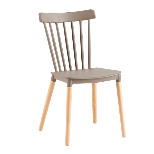 Scaun ZOSIMA, gri/fag, plastic/lemn, 54x44x83 cm