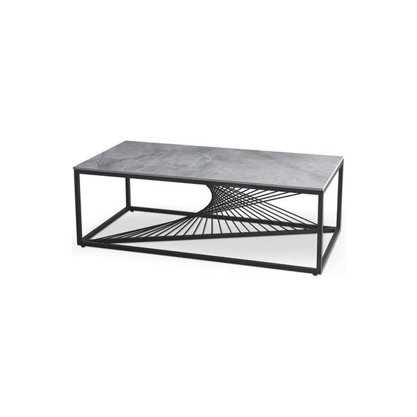 Masuta cafea INFINITY 2, gri cu efect de marmura/negru, otel, 160x60x45 cm