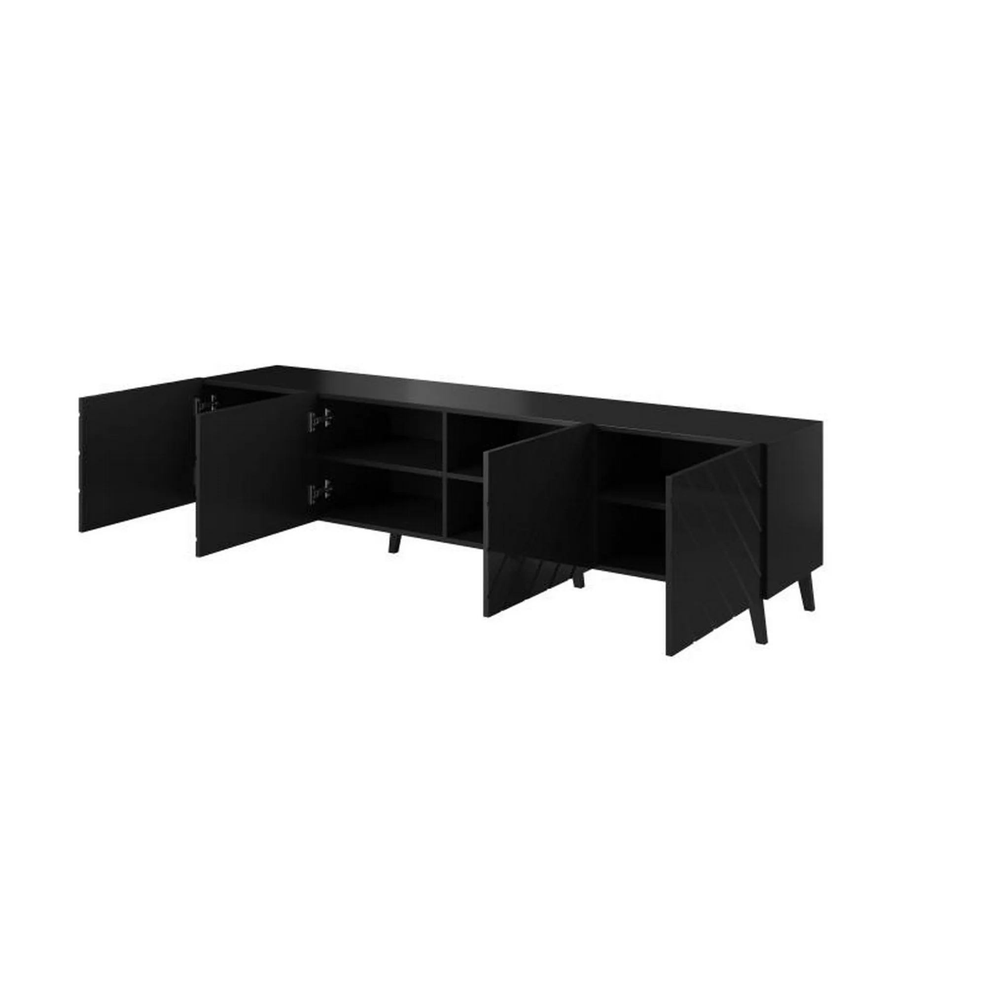 Comoda TV ABETO, negru, PAL/plastic, 200x42x52 cm