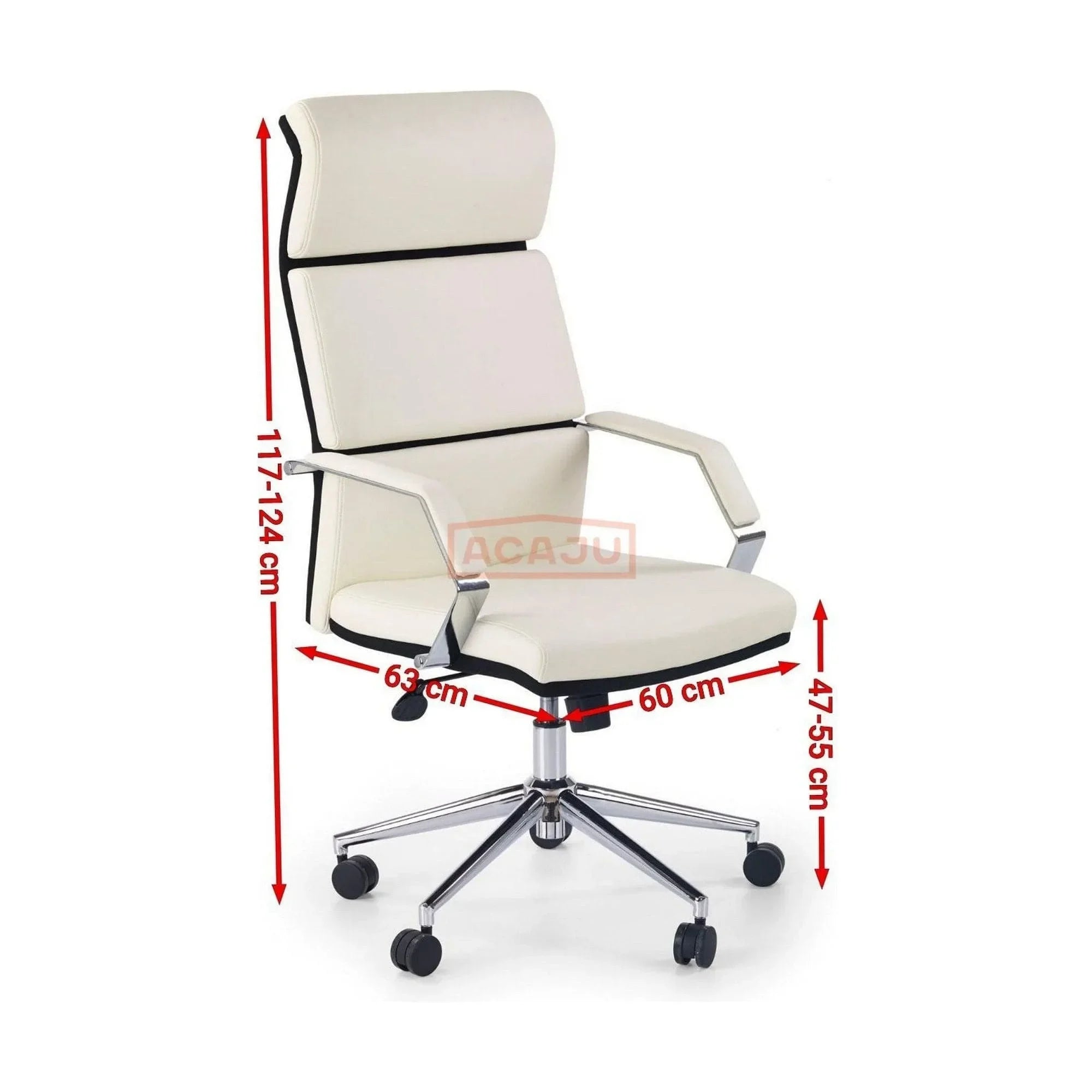 Scaun de birou COSTA, alb/negru, piele ecologica, 60x63x117/124 cm