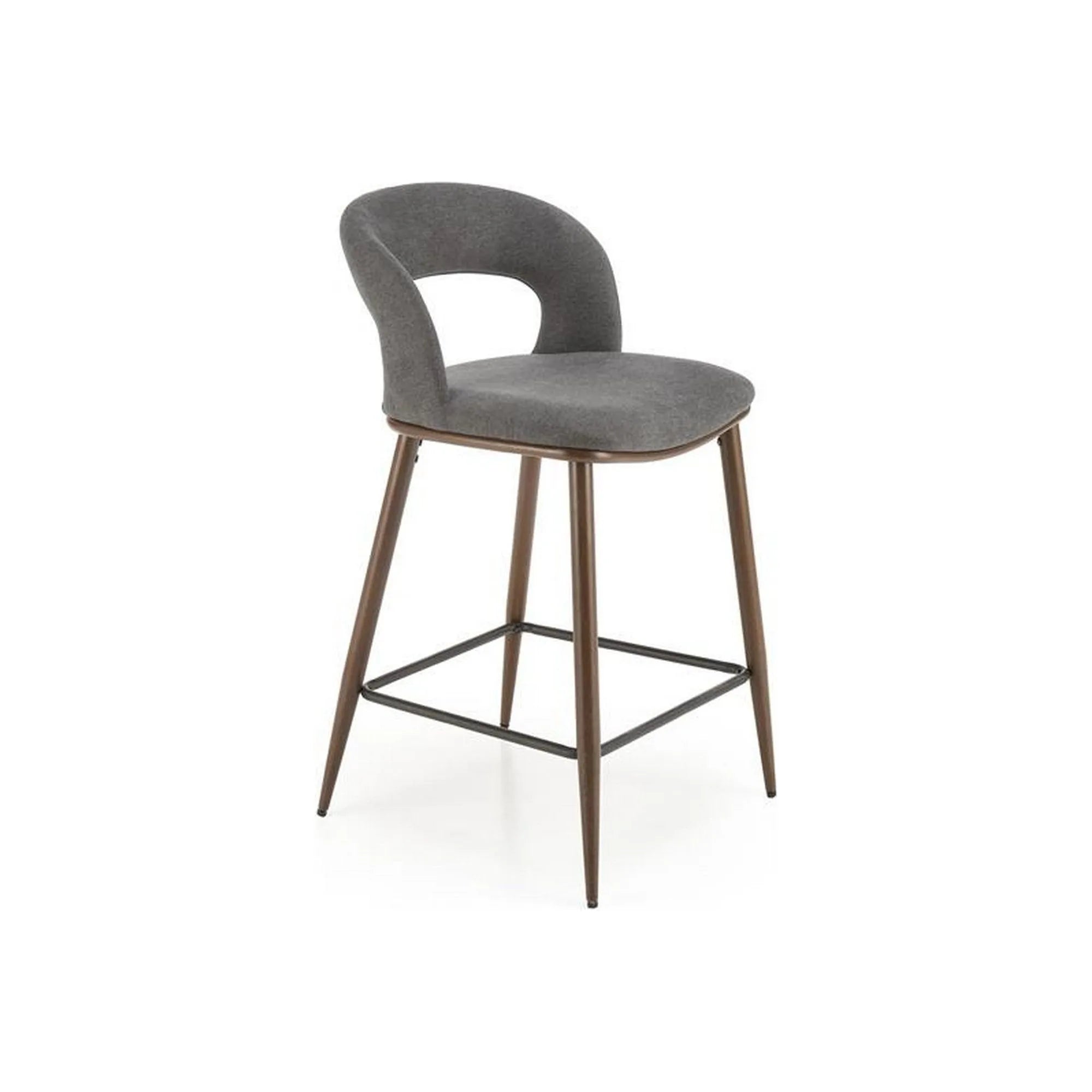 Scaun bar H114, gri/nuc, stofa clasica/otel, 48x52x92 cm
