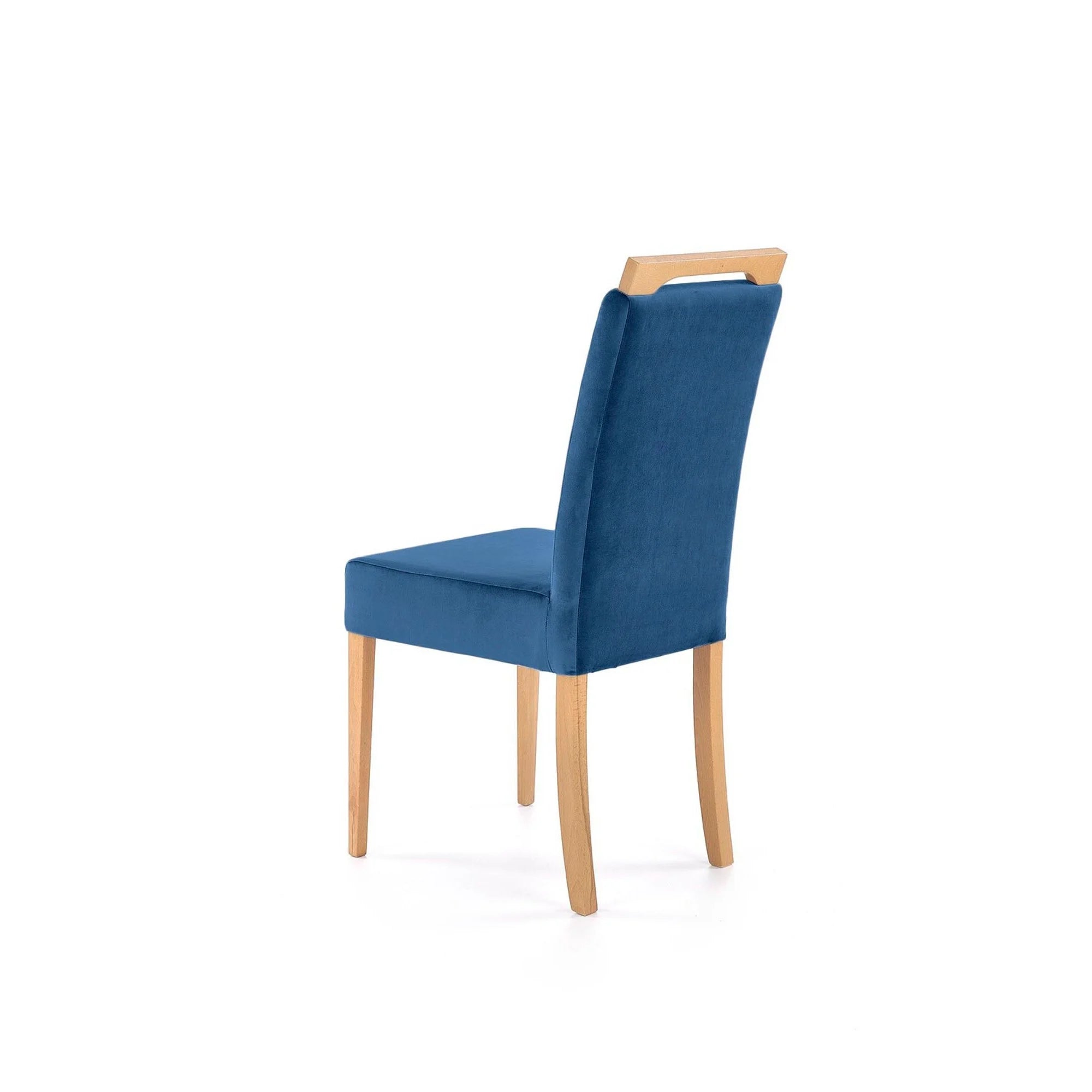 Scaun CLARION, albastru/stejar, stofa catifelata/lemn, 42x58x97 cm