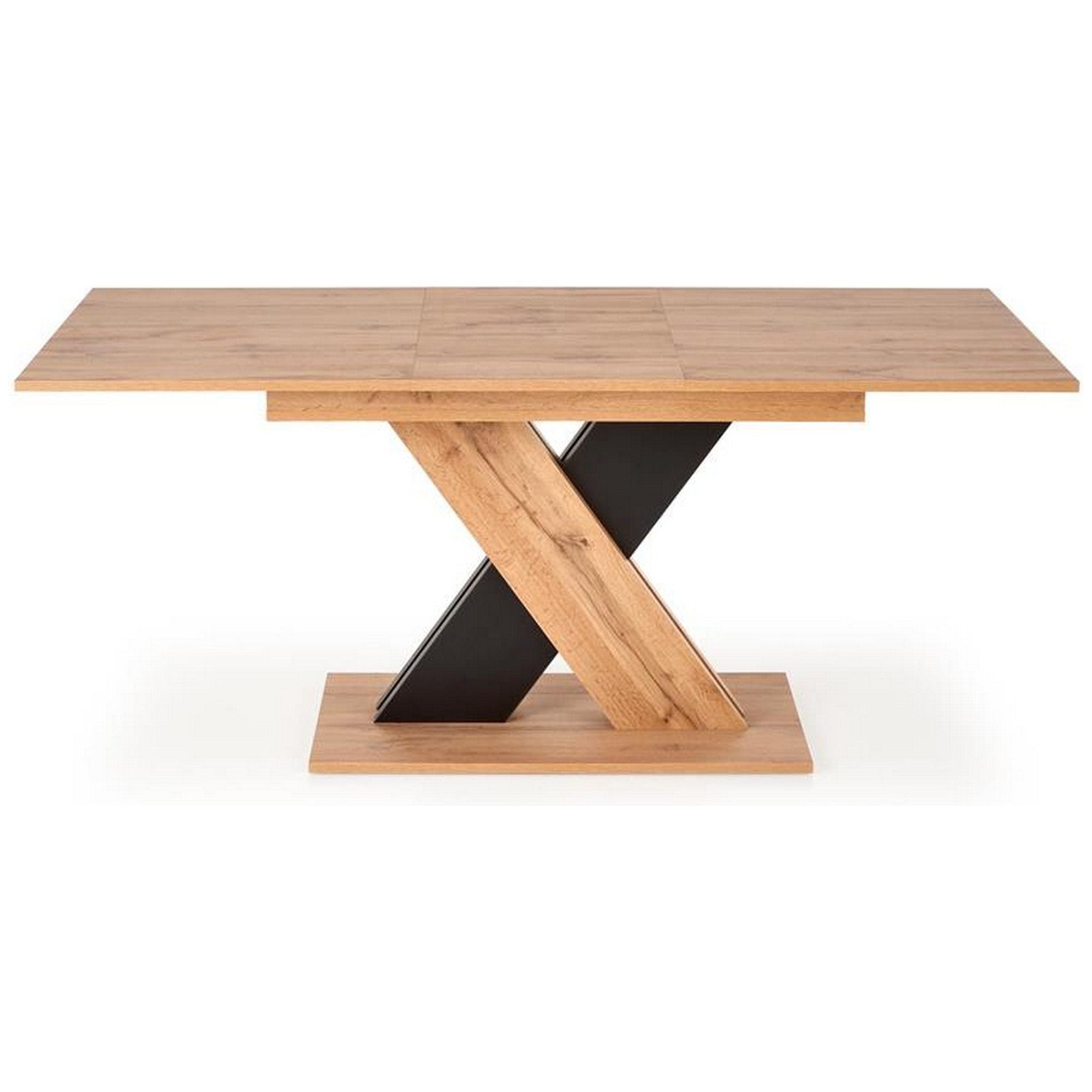 Masa extensibila XARELTO, stejar/negru, PAL furniruit, 130/175x85x76 cm