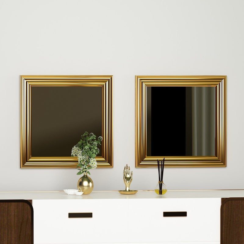Set 2 oglinzi Bale, auriu, sticla, 40x3x40 cm