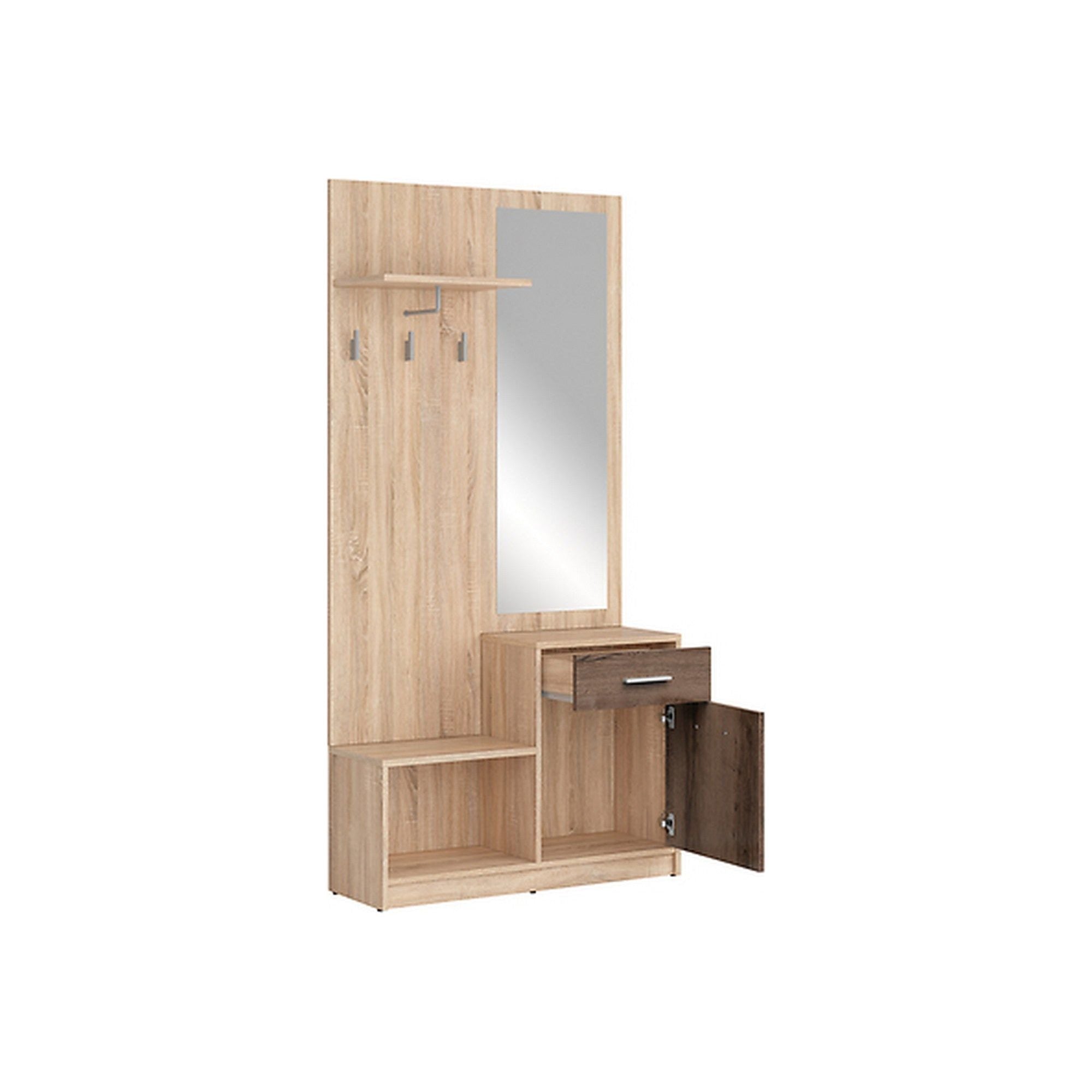 Mobilier hol NEPO PLUS, stejar, PAL laminat, 90x31x186 cm