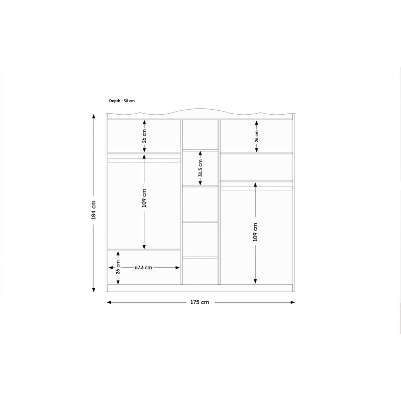 Dulap LAVINIA 505, alb, PAL melaminat, cu 5 usi, 175x50x186 cm