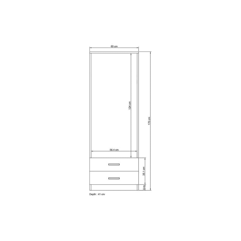 Dulap ROYAL 50660, alb, PAL melaminat, cu 2 usi si 2 sertare, 60x41x170 cm