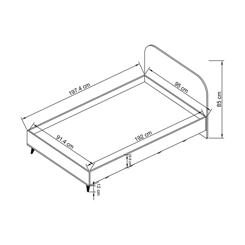 Pat LAVINIA 001 90x200, gri antracit, PAL/metal