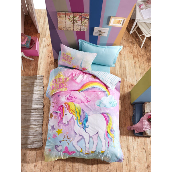 Set lenjerie pat pentru copii DREAM, bumbac, multicolor, 160x240 cm, cu cearceaf pat, cearceaf pilota si fata de perna