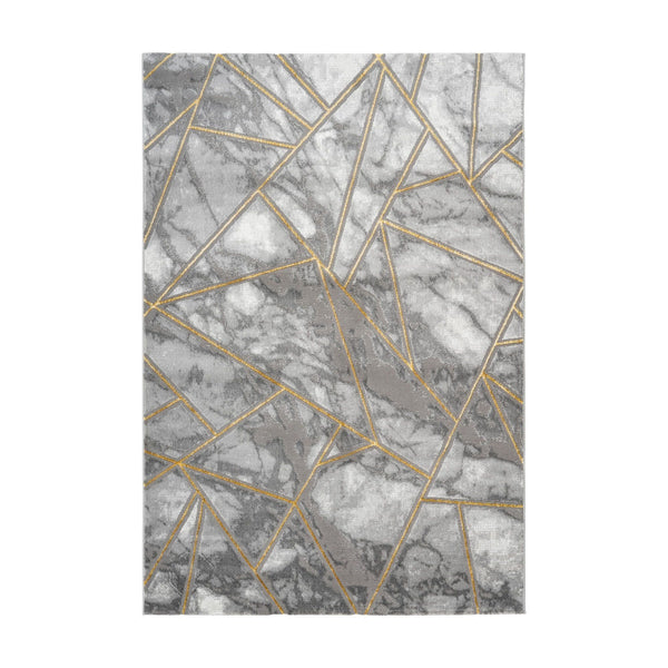 Covor MARMARIS 402, 160x230 cm, forma dreptunghiulara, fibre sintetice, gri/auriu