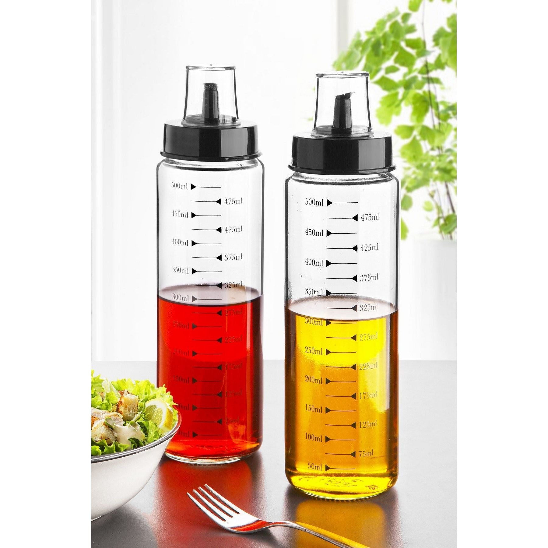 Set 2 oliviere MRT, negru/transparent, sticla, 500 ml