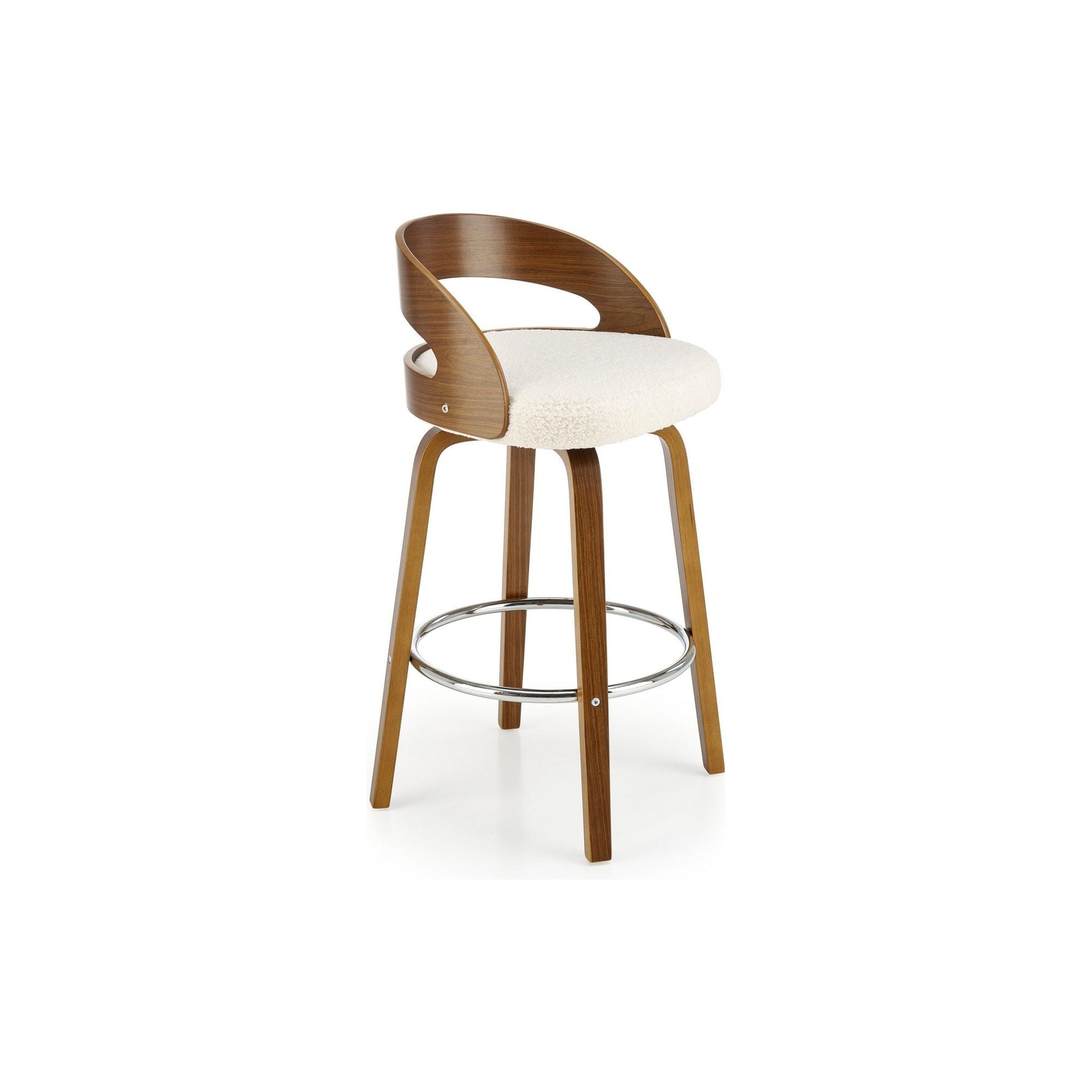Scaun bar H110, crem/nuc, stofa bucle/otel, 47x43x84 cm