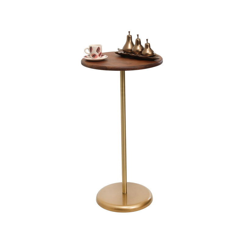 Masuta cafea 1032-1, auriu/stejar, metal/lemn, 40x40x75 cm