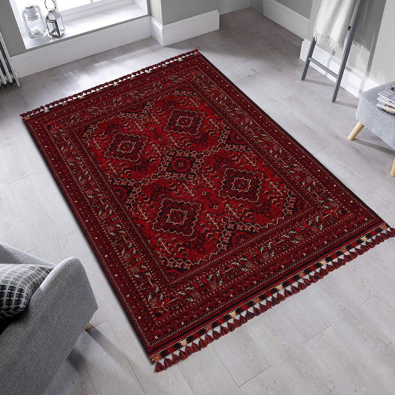 Covor BHR 05 RED, 160x230 cm, forma dreptunghiulara, poliester, caramiziu