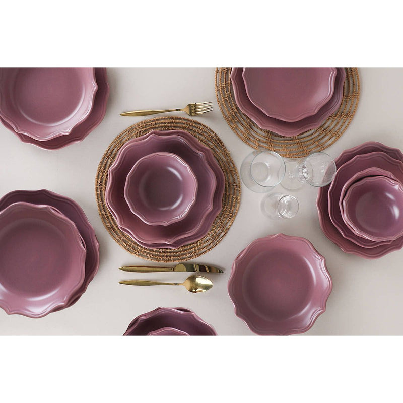 Set de cina ROMEO, 24 piese, roz, ceramica