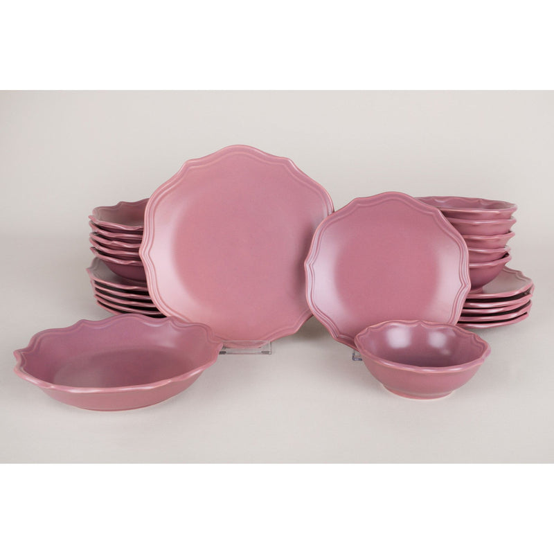 Set de cina ROMEO, 24 piese, roz, ceramica