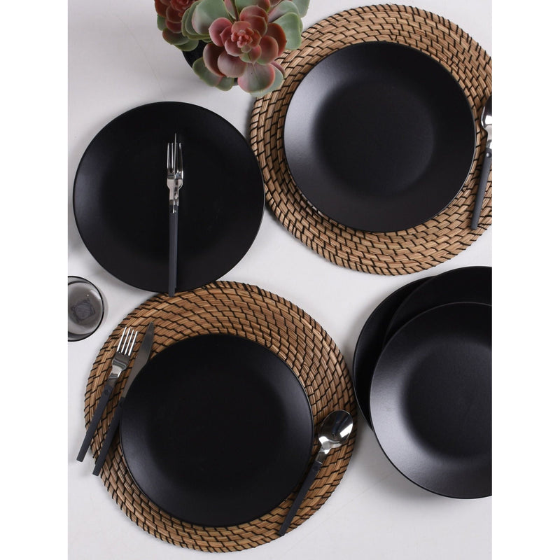 Set 6 farfurii 275KRM1359, negru, ceramica, 25x4 cm