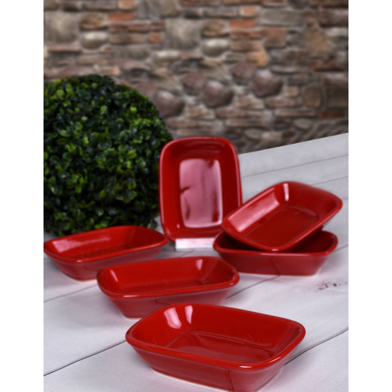 Set 6 farfurii 275KRM1471, rosu, ceramica, 13x10x3 cm