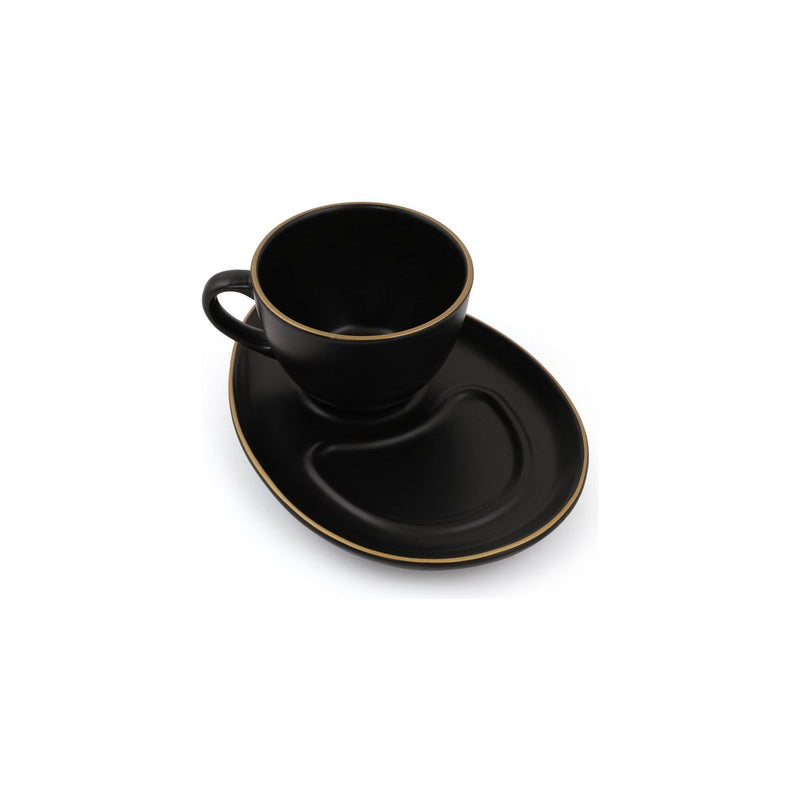 Set de cafea ST606004F956A841600MAGD200, negru/auriu, ceramica, 215 ml, farfurie 14 cm