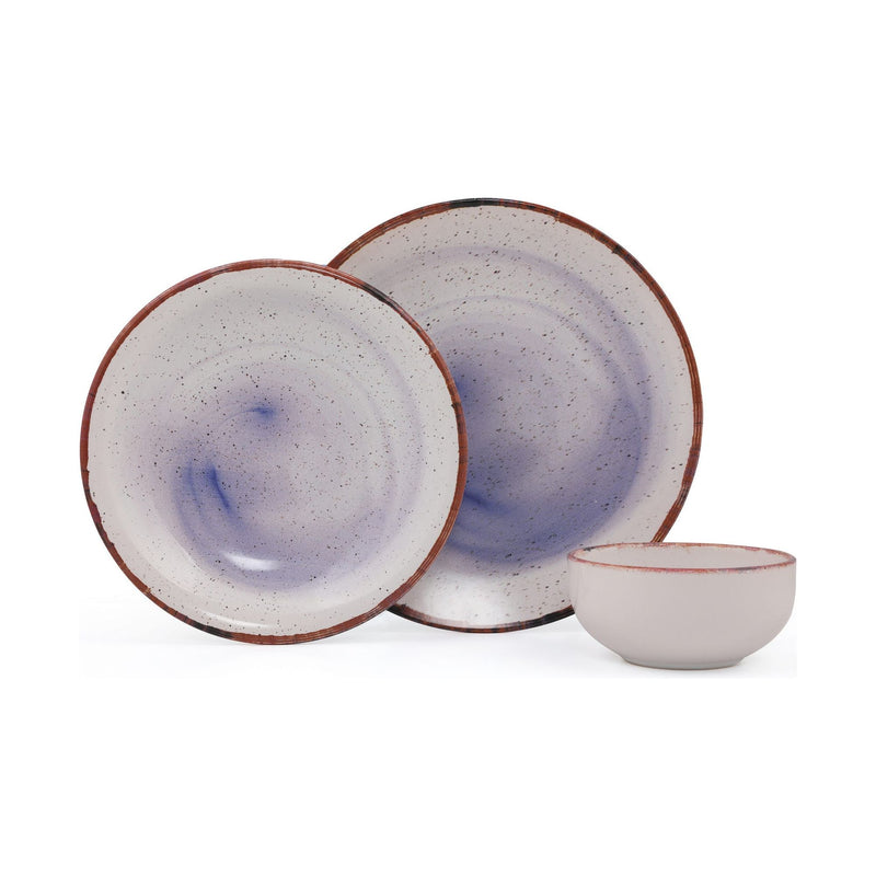 Set de cina 275KRM1562, 12 piese, alb/albastru, ceramica