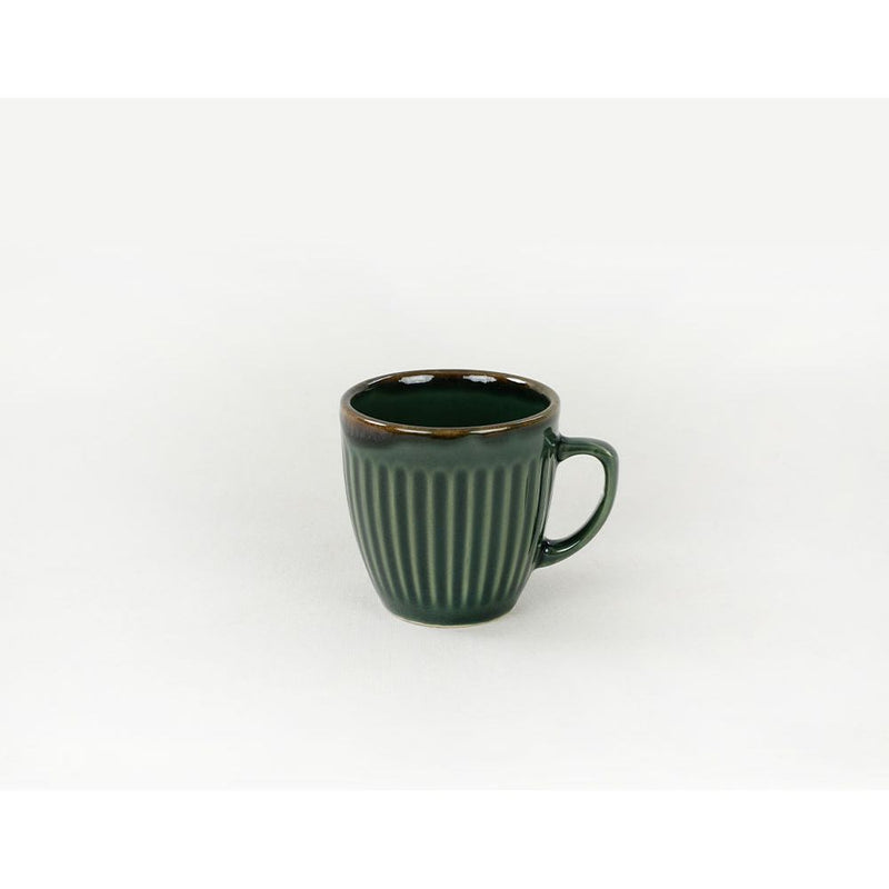 Set 6 cesti cu 6 farfurii cafea 275KRM1654, verde, ceramica, 95 ml