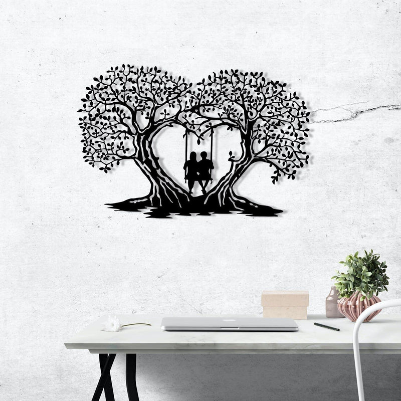 Decoratiune perete LOVE, negru, metal, 65x43 cm