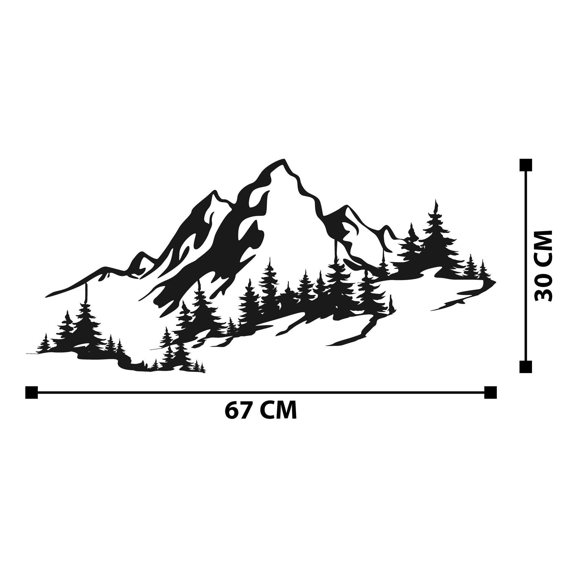 Decoratiune perete MOUNTAIN 3, negru, metal, 67x30 cm