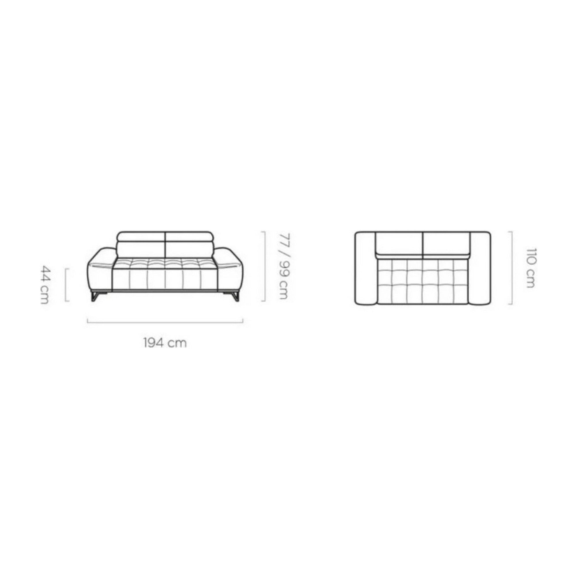 Canapea PALLADIO 2E, personalizabil materiale gama Oferta Avantaj, reglaj electric, tetiere raglabile, 194x110x99 cm